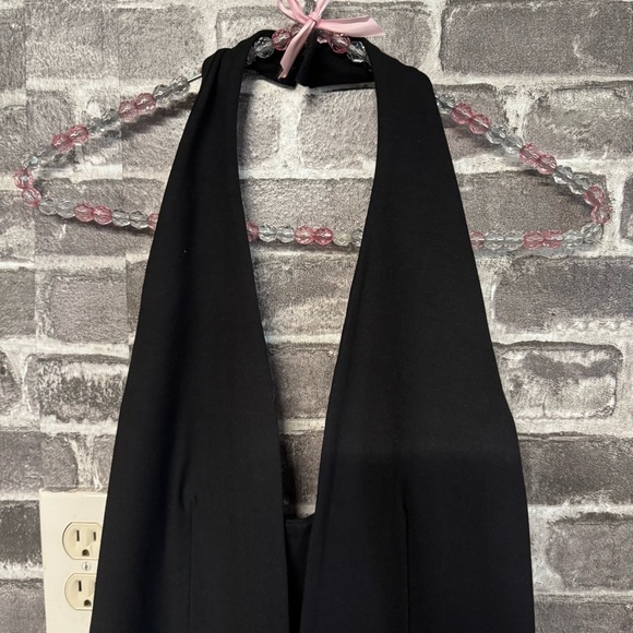 NWT Lovers + Friends Lennox JUMPSUIT black halter neck low cut back fitted - Picture 3 of 13